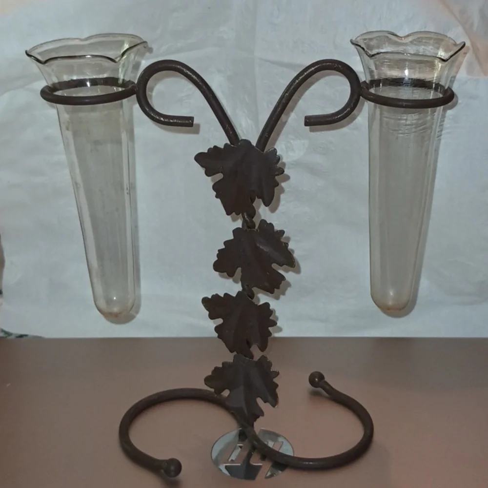 Vintage metal flower vase